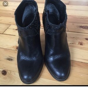 Diesel brand black leather ankle boots